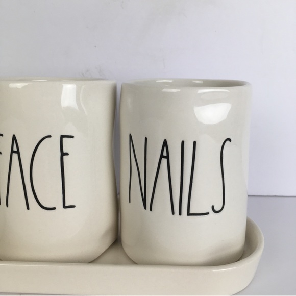 Rae Dunn Artisan Collection by Magenta Hair Face Nails Ceramic Set with Tray - Picture 4 of 12